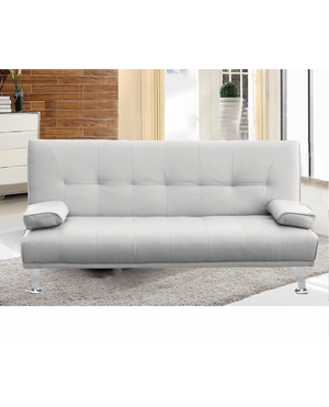 Divano letto reclinabile 3 posti ecopelle bianco doppio cuscino Sicorage Kidren