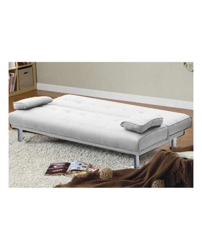Divano letto reclinabile 3 posti ecopelle bianco doppio cuscino Sicorage Kidren