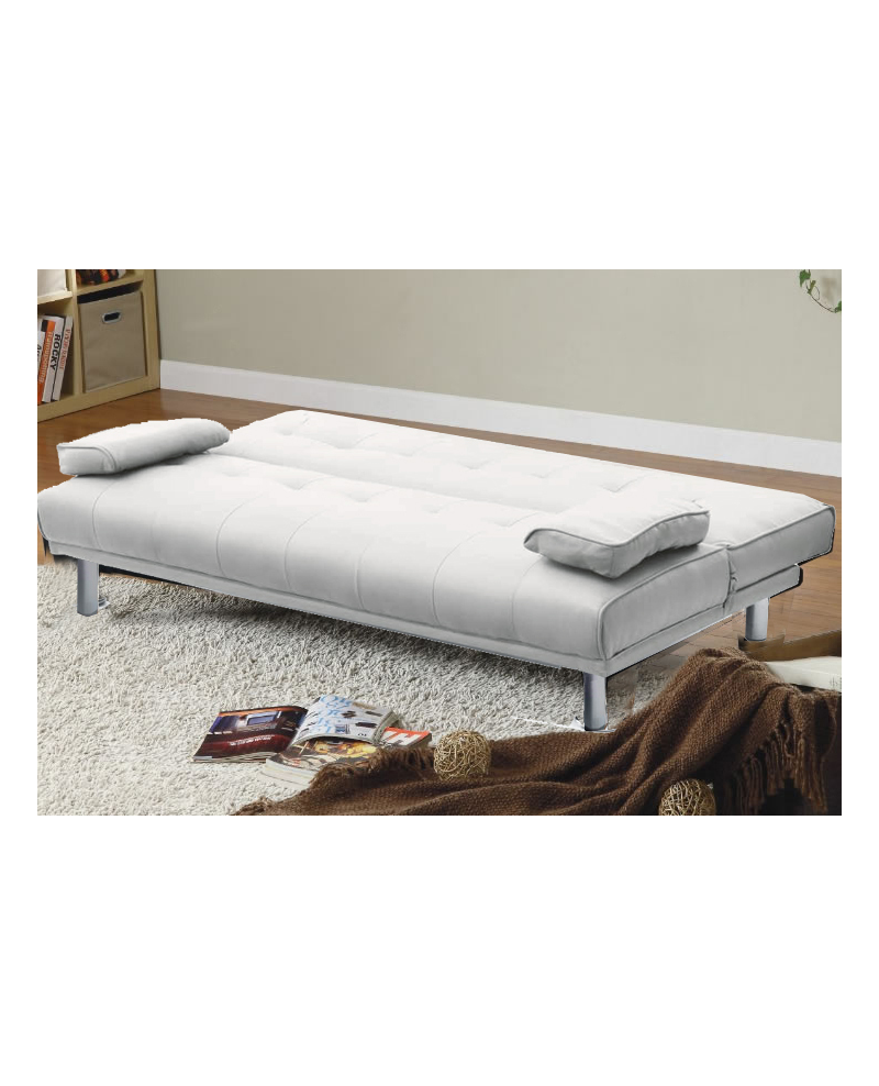 Divano letto reclinabile 3 posti ecopelle bianco doppio cuscino Sicorage Kidren