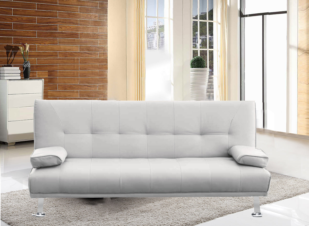 Divano letto reclinabile 3 posti ecopelle bianco doppio cuscino Sicorage Kidren