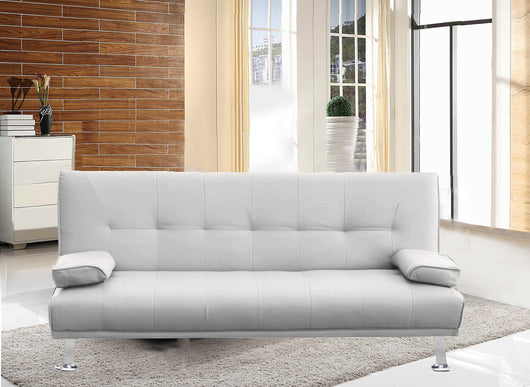 Divano letto reclinabile 3 posti ecopelle bianco doppio cuscino Sicorage Kidren