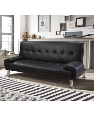 Divano letto reclinabile 3 posti ecopelle nero Sicorage Crusy