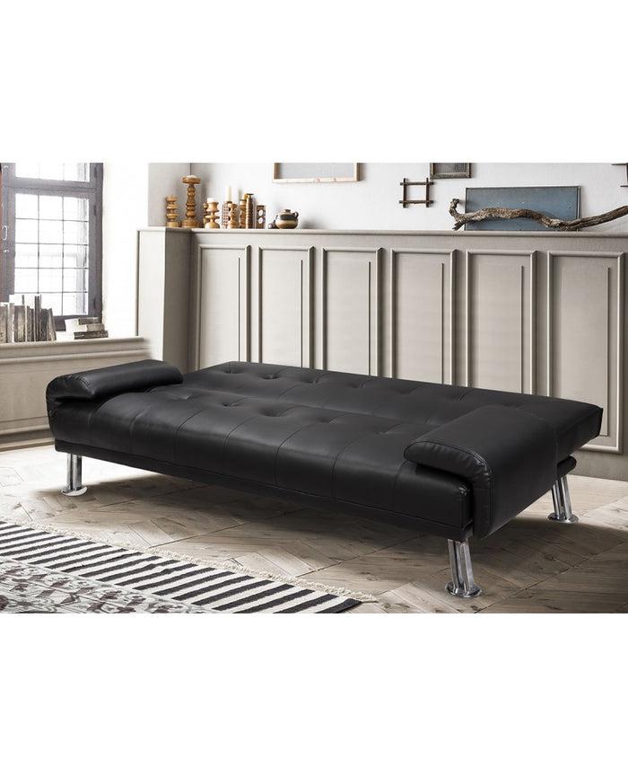 Divano letto reclinabile 3 posti ecopelle nero Sicorage Crusy