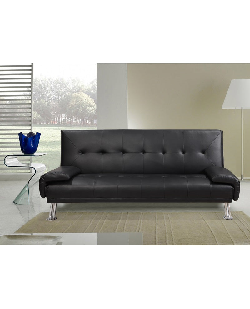 Divano letto reclinabile 3 posti ecopelle nero Sicorage Crusy