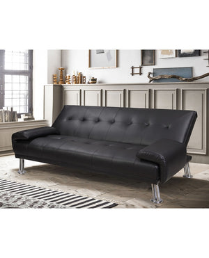 Divano letto reclinabile 3 posti ecopelle nero Sicorage Crusy