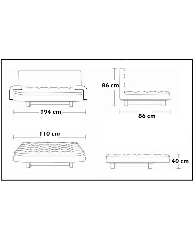 Divano letto reclinabile 3 posti ecopelle nero Sicorage Crusy