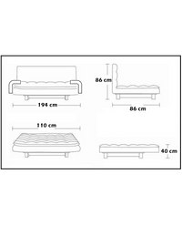 Divano letto reclinabile 3 posti ecopelle nero Sicorage Crusy