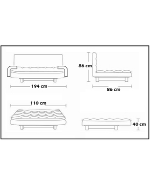 Divano letto reclinabile 3 posti ecopelle nero Sicorage Crusy