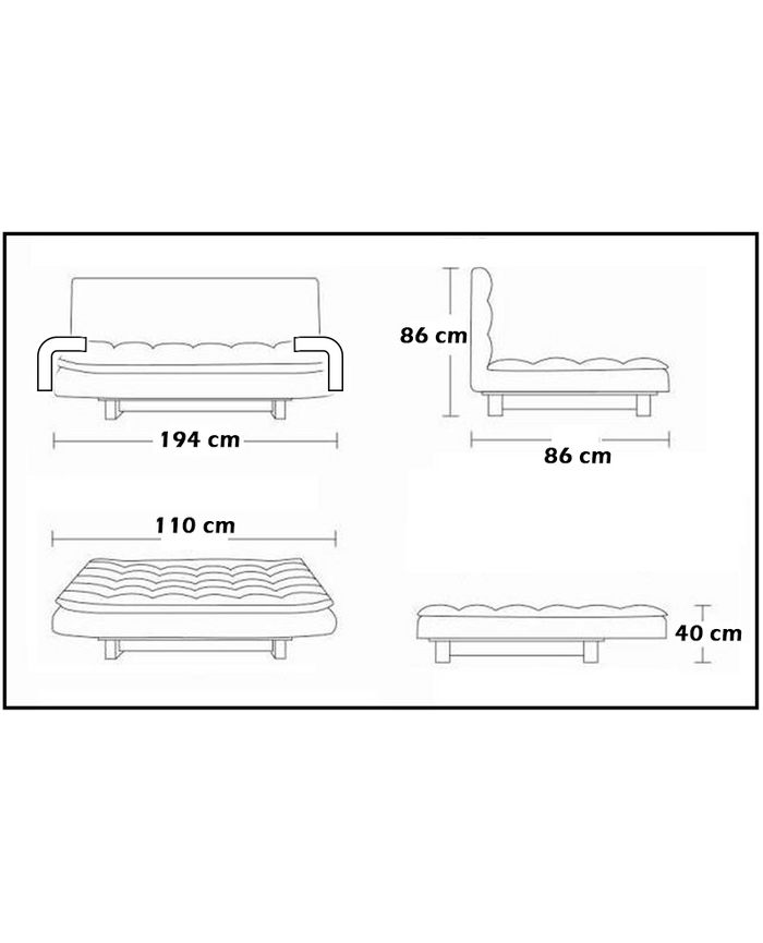 Divano letto reclinabile 3 posti ecopelle nero Sicorage Crusy