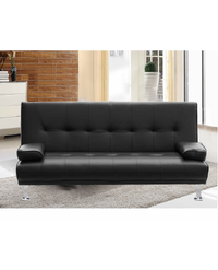 Divano letto reclinabile 3 posti ecopelle nero doppio cuscino Sicorage Kidren