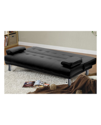 Divano letto reclinabile 3 posti ecopelle nero doppio cuscino Sicorage Kidren