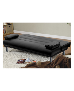 Divano letto reclinabile 3 posti ecopelle nero doppio cuscino Sicorage Kidren