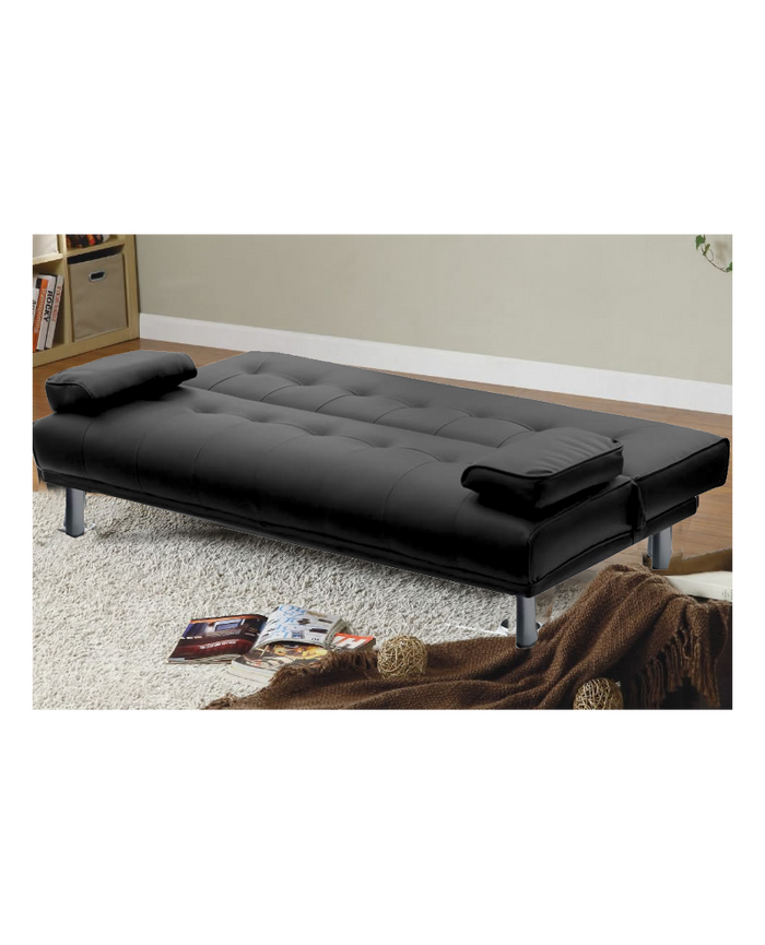 Divano letto reclinabile 3 posti ecopelle nero doppio cuscino Sicorage Kidren