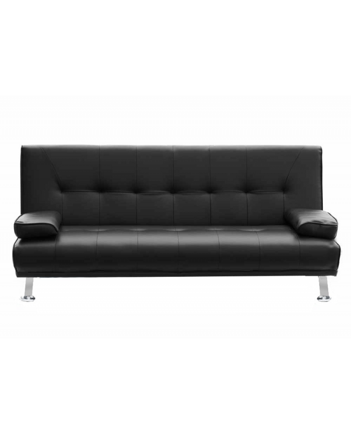 Divano letto reclinabile 3 posti ecopelle nero doppio cuscino Sicorage Kidren