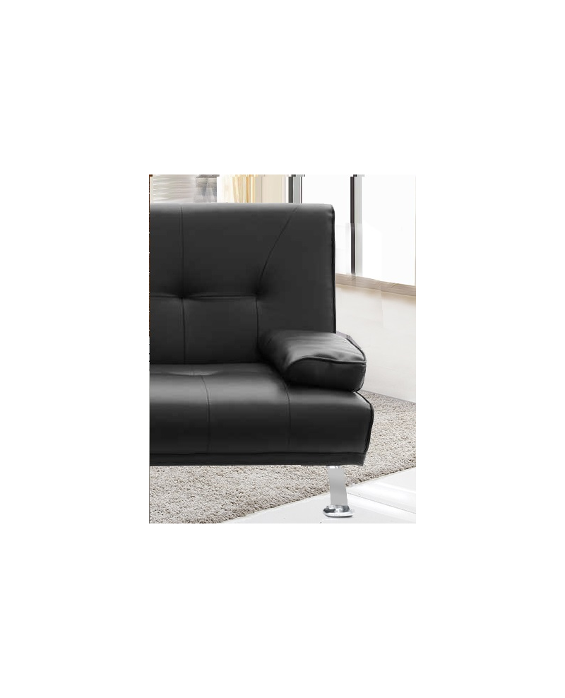 Divano letto reclinabile 3 posti ecopelle nero doppio cuscino Sicorage Kidren