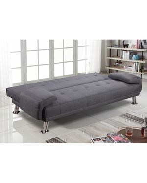 Divano letto reclinabile 3 posti lino microfibra grigio Sicorage Crusy