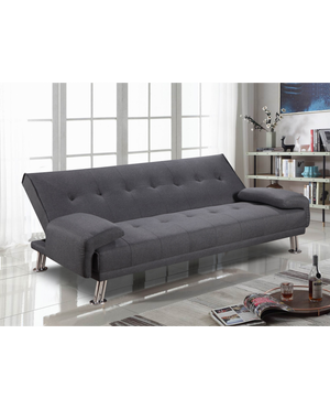 Divano letto reclinabile 3 posti lino microfibra grigio Sicorage Crusy