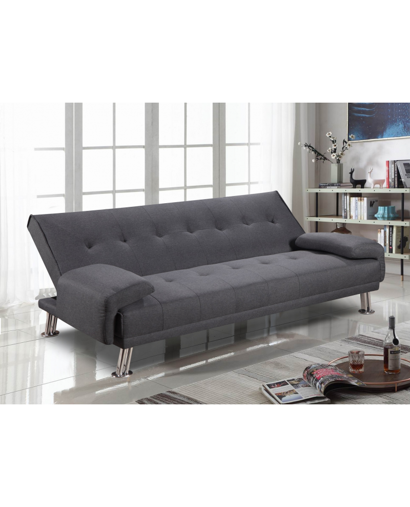 Divano letto reclinabile 3 posti lino microfibra grigio Sicorage Crusy