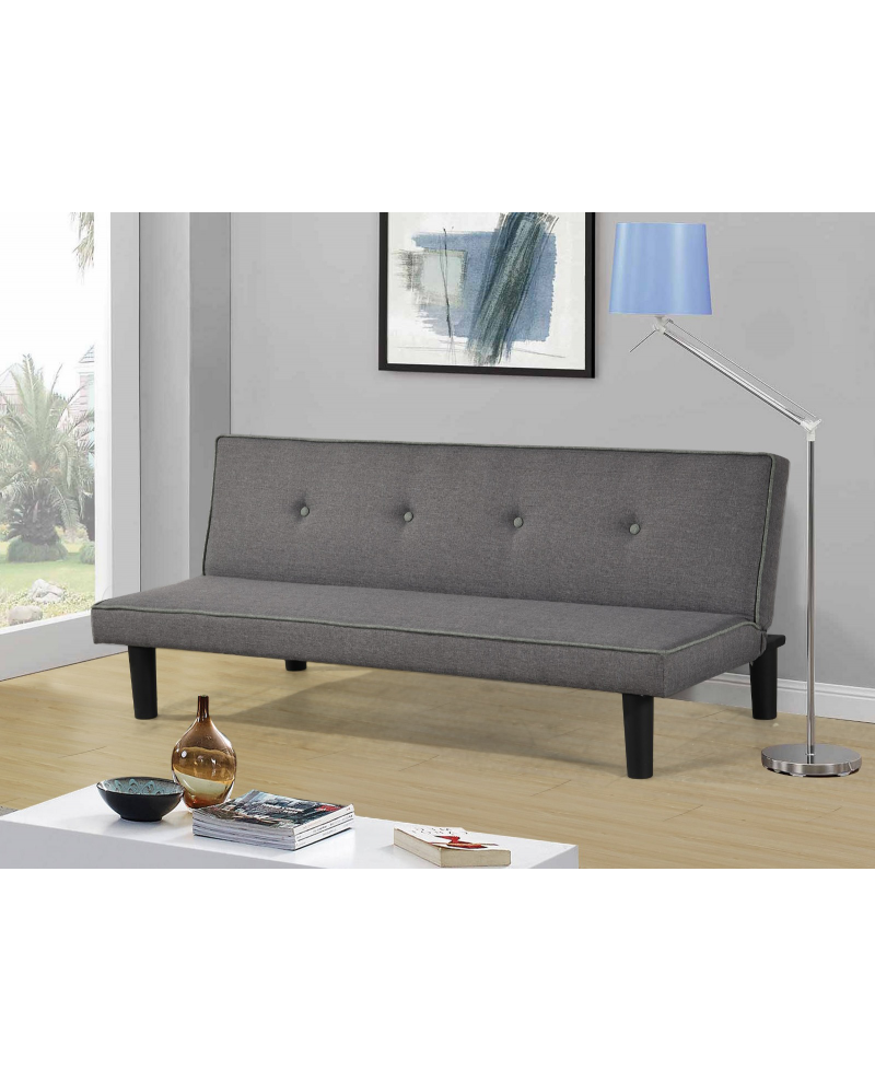 Divano tre posti moderno, reclinabile a letto, lino grigio 166cm Sicorage Elian