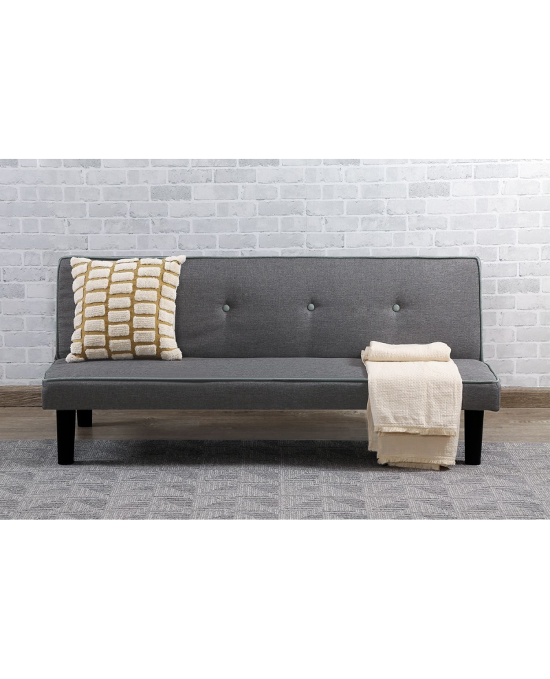 Divano tre posti moderno, reclinabile a letto, lino grigio 166cm Sicorage Elian
