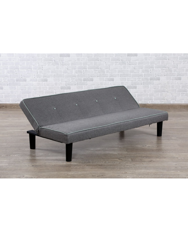 Divano tre posti moderno, reclinabile a letto, lino grigio 166cm Sicorage Elian