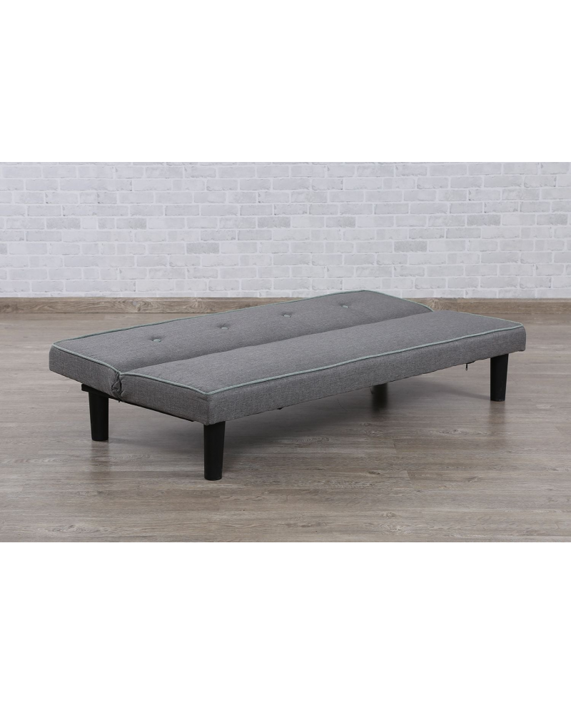 Divano tre posti moderno, reclinabile a letto, lino grigio 166cm Sicorage Elian