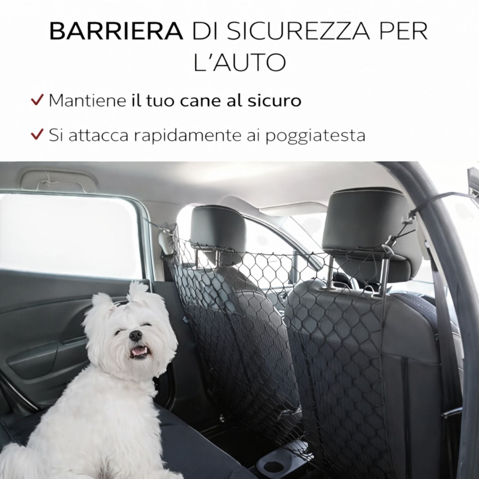 Divisorio per Auto in Rete Elastica 120×60 cm Separatore Bagagliaio per Animali e Carichi 6722
