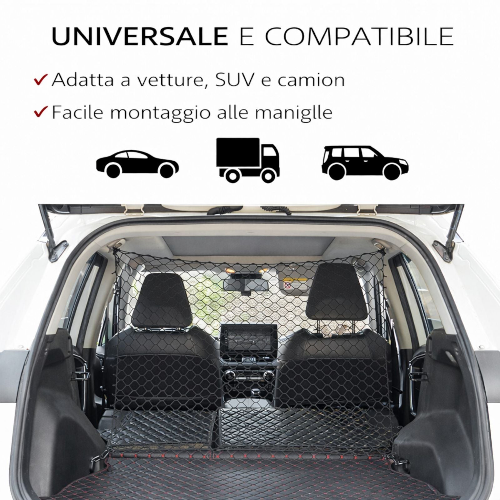 Divisorio per Auto in Rete Elastica 120×60 cm Separatore Bagagliaio per Animali e Carichi 6722