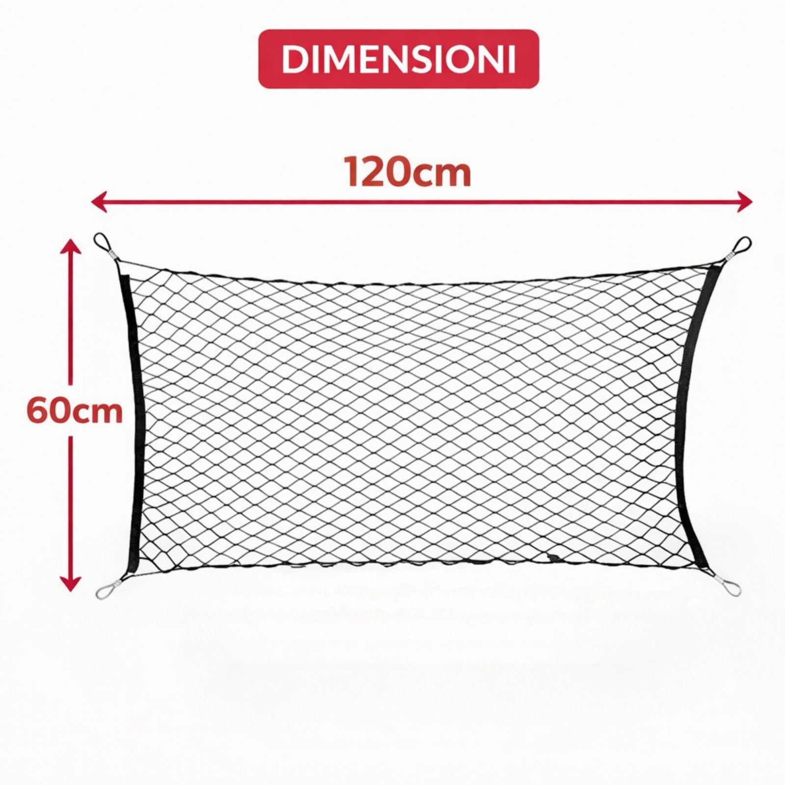 Divisorio per Auto in Rete Elastica 120×60 cm Separatore Bagagliaio per Animali e Carichi 6722