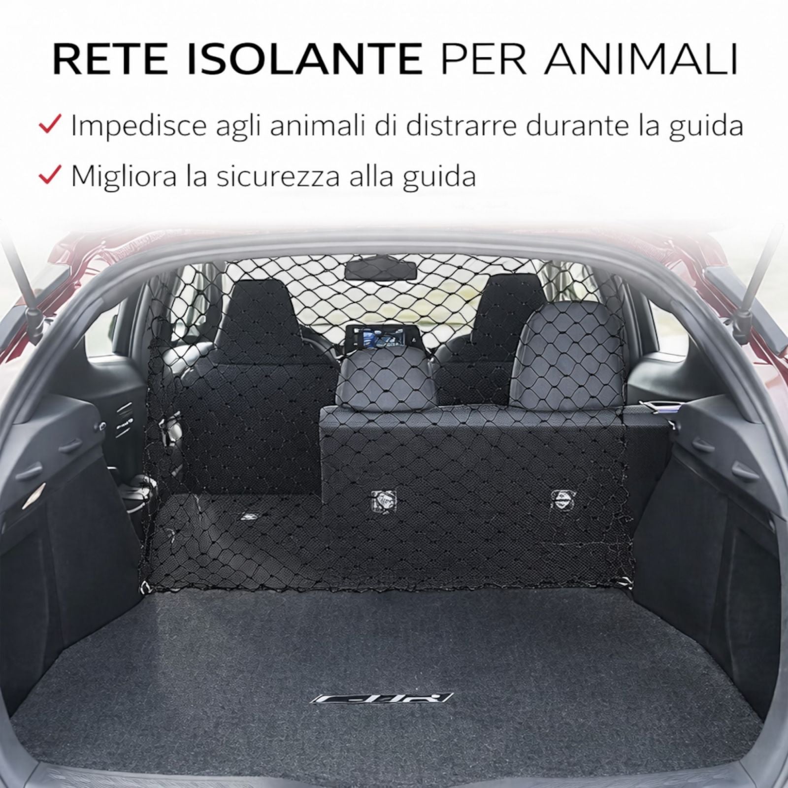 Divisorio per Auto in Rete Elastica 120×60 cm Separatore Bagagliaio per Animali e Carichi 6722