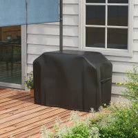Copertura Barbecue Rettangolare in Tessuto Oxford con Cinghia e Chiusure, 124x61x91 cm, Nero