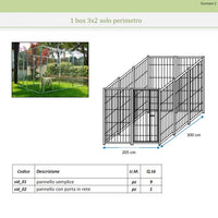 Recinto per cani box modulare solo perimetro metri 3 x 2 viteria compresa