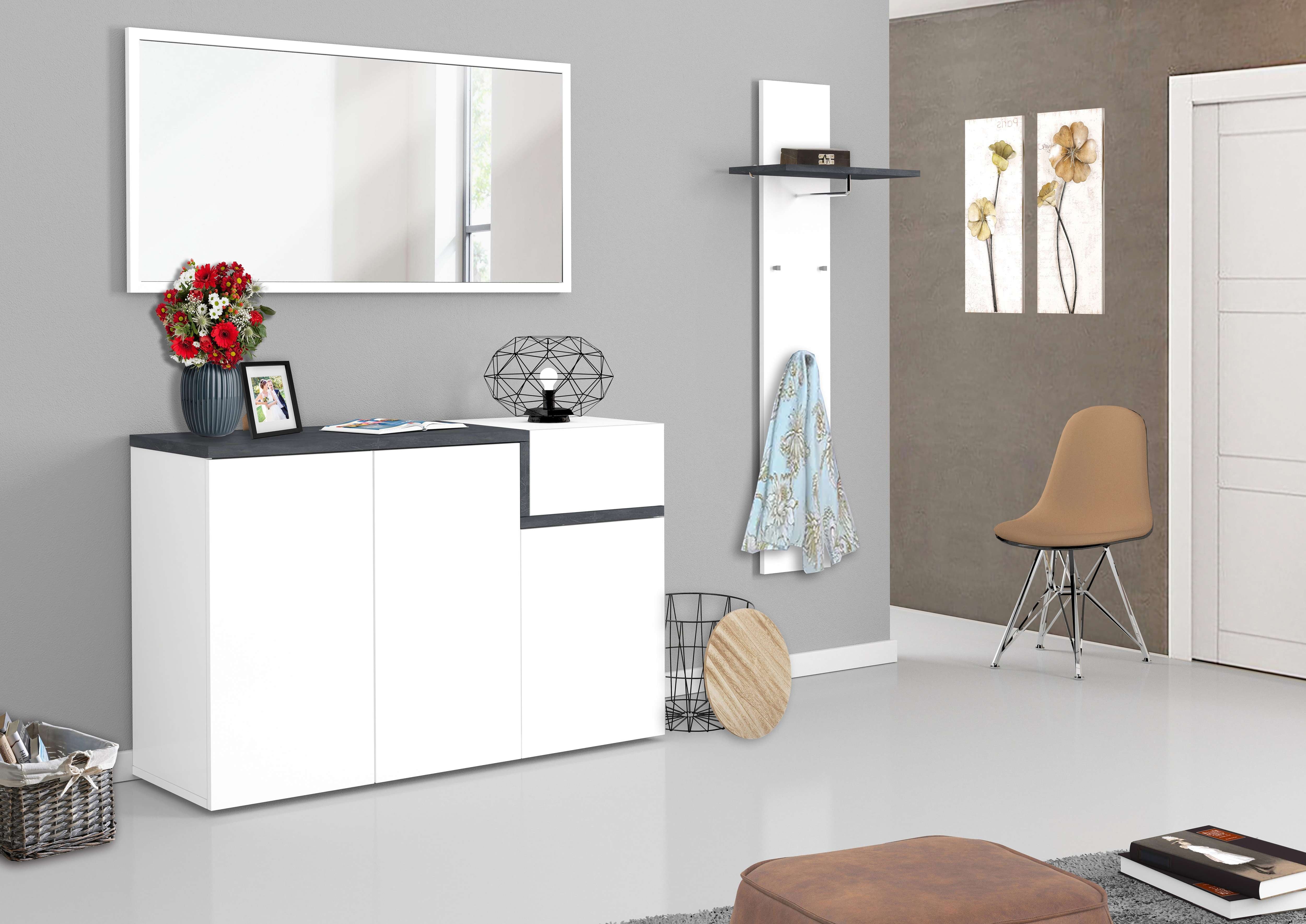 Mobile ZET L 120 x H 80.1 x P 40 cm colore bianco lucido e grigio ardesia