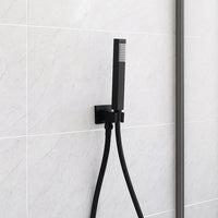 Kit set doccia ottone nero opaco con supporto presa acqua quadro *** confezione 1