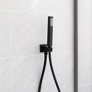 Kit set doccia ottone nero opaco con supporto presa acqua quadro *** confezione 1