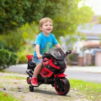 Moto Elettrica per Bambini 6V con Rotelle di Supporto Musica Faro per Bambini di 18-36 Mesi Rosso