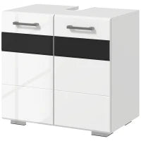 kleankin Mobile Sottolavabo in MDF con Armadietto a 2 Livelli con Ripiano Regolabile, 60x36.5x56 cm, Bianco