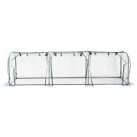 Serra a Tunnel Agricola in PVC con 3 Porte Avvolgibili, Acciaio e PVC Trasparente, 350x100x80cm