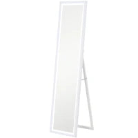 Specchio Illuminato con Luci LED Regolabili e Pulsante Touch, in Vetro e MDF, 40x5x160 cm, Bianco