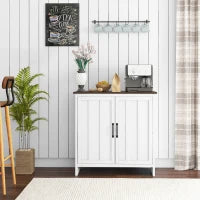 Credenza Cucina Moderna a 2 Ante con Ripiano Regolabile in Legno, 80x39.7x80cm, Bianco