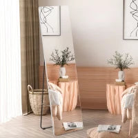 Specchio da Terra e Parete con Struttura in Alluminio per Camera, Ingresso e Bagno, 45x37x158.5cm