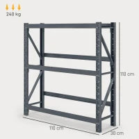 Scaffale per 6 Casse di Bevande Autoportante a 3 Livelli con Ripiani Regolabili, 110x30x110cm, Grigio