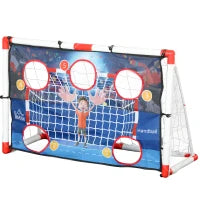 Campo da calcio per bambini all'aperto con 5 zone bersaglio, pallone da pallamano gonfiabile, pompa 116 x 48 x 76 cm bianco