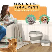 Porta Crocchette Cani Capacità 5-25L con Chiusura Ermetica e Box Deumidificante, in PP e TPE, 44x32x37 cm, Grigio