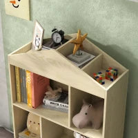 Libreria per Bambini  in Legno con Ripiani Aperti e Armadietto Inferiore, 80x30x140.5 cm, Bianco e color Legno