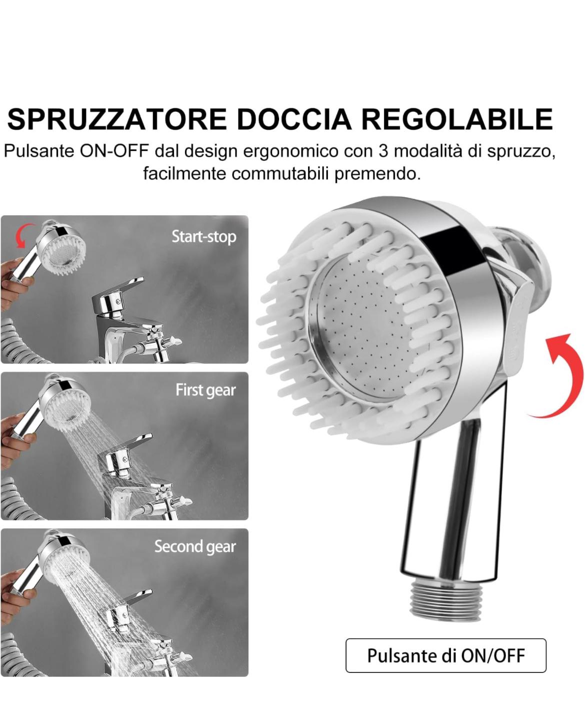 Doccetta Doccia a Mano Per Lavandino 3 in 1 Tubo Anticalcare 1,5 mt 87500
