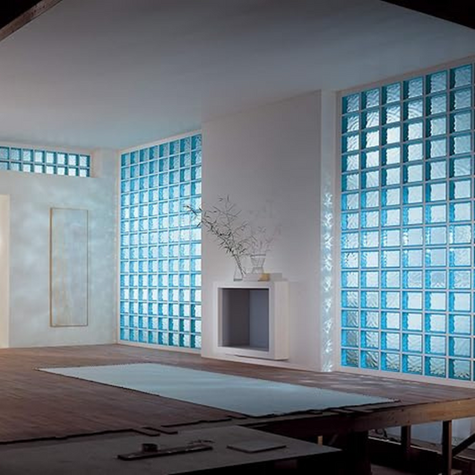 Vetromattone effetto ondulato diffusione luce modello pure 190 x 190 x 80 mm *** colore- azzurro, confezione 1