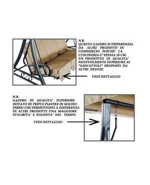 Dondolo tre posti reclinabile a letto 190x170x110cm ecrÃ¹ Sicorage Azen