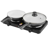 Fornello Elettrico Doppio con Piastre in Ghisa 1000+1500 W - Nero in.tec