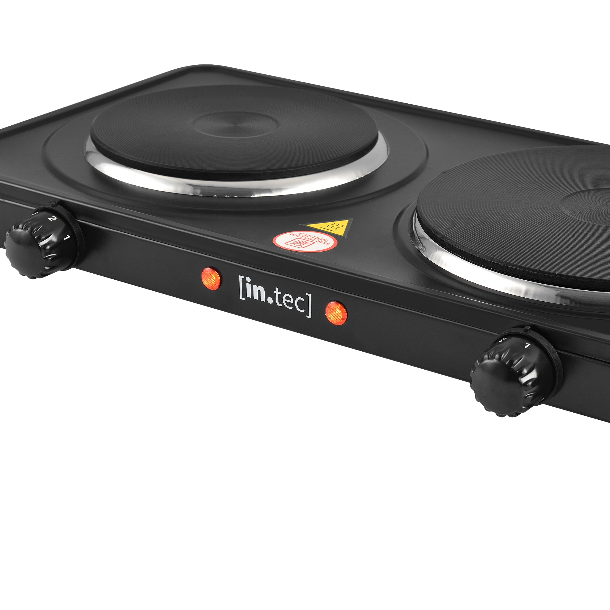 Fornello Elettrico Doppio con Piastre in Ghisa 1000+1500 W - Nero in.tec